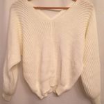 Bulky Cross Back White Sweater Size M Photo 0