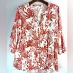Panama Jack  1X Linen Blend Boho Floral Tunic Top in Rust - Plus Photo 0