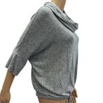 Heather Gray Cowl Neck Drawstring Waist 3 Quarter Batwing Sleeve Knit Top Size S Photo 3