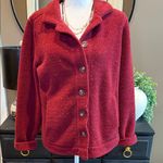 Croft & Barrow  Red Speckle Button-Up Fleece Jacket Size Medium Photo 1