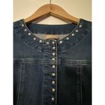 Chico's Denim snap up Jacket Faux Rhinestones and Pearls Size 0/ small 4 Photo 2