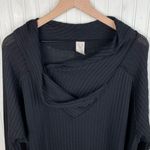 Free People  We the Free Waffle Thermal Wildcat Cowl Neck Top Size Large Black Photo 4