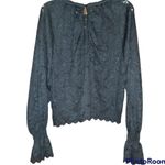 Free People  black Olivia lace long flare sleeve blouse size small Photo 1