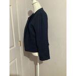 Karl Lagerfeld  Navy Blue Tweed Open Front Blazer Jacket M Photo 3