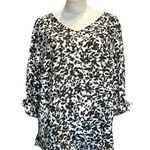 Well Worn  women's size XXL white and black floral blouse 3/4 sleeve, new no tag Photo 0