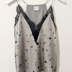 Cami NYC  Star Print Gray Silk Lace Tank Top Size Small S Photo 0