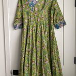 Shobitam 6M Flare Lime Green & Ferozi Angrakha Anarkali Dress Multiple Size XL Photo 8