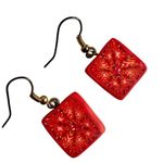 Orange square clay drop earrings Photo 5