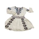 Parker Womens XS White Embroidered Maeve Boho Blouson Long Sleeve Mini Dress Photo 2