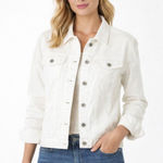 Chico's  Platinum White Denim Jacket Womens Size 2 Trucker Style Photo 0