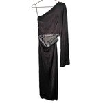 Something Navy  One Shoulder Black Pleated Long Sleeve Midi Dress Size Large Photo 5