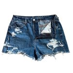 American Eagle  Comfort Stretch Waistband‎ Mom Short Destroyed Denim Size 6 Photo 5