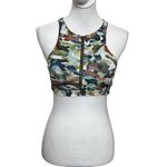 Becca by Rebecca Virtue Cora Bikini Top Women’s Size Large Multicolor Zip Camo Photo 1