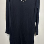 Ralph Lauren Silk Blend Sweater Dress V-neck Front/Back Navy W/ White Trim Large Photo 0