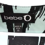 Bebe Vintage  O Jersey Printed Teal Black Long Sleeve Midi Dress Made in USA XS Photo 4