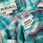 Ariat  REAL Plaid Western Button Up Shirt Turquoise Purple Womens Large Photo 7