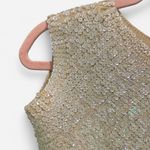 Vintage 60s Cream Knit Sequence Overlay Boho Chic Effortless French Girl XS Photo 3