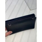 Brighton Black Leather Wallet Embossed Heart Details Croc Flap Convertible Photo 7