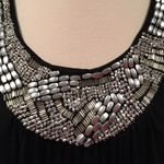 Anthropologie Queen Esther Black Embellished Jeweled Neckline Top Photo 1