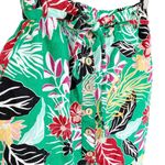 Cynthia Rowley Linen Skirt M Green Tropical Floral Cruise Casual Button Tie Mini Photo 1