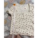 NWT Kirious Floral Off White Short Sleeve Crop Top Size Small Y2K 100% Cotton Photo 4