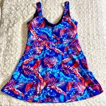 NWOT Neon Palm Leaf Print Swimsuit Swim Skirt Full Coverage 18W NEW Photo 3