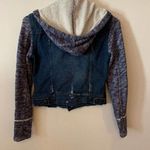 Free People Distressed Knit Hooded Denim Jacket Photo 3