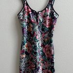 Vintage 90s Purple Pink Multicolor Floral Satin V Neck Lace Sexy Mini Slip Dress Multiple Size M Photo 2