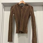 Vintage Misdemeanor Brown Y2K Cable Knit Hooded Sweater Size Medium FLAW Photo 10