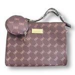 Nicole Miller  NWT Brown Logo Crossbody Bag Coin Pouch Zip Purse Gold Hardware Photo 2