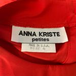 Buttons Vintage 80s Silky Pullover Blouse 6 Petite Red Shoulder Pads Round Neck  Photo 5