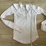 Free People NWT  Wild Hearts Long Sleeve Henley Blush Pink Shirt Size Medium Photo 10