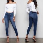 Good American Good Waist Crop Raw Edge Skinny Jeans in Blue331 Size 2 = Size 26 Photo 1