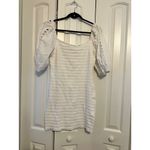 Betsey Johnson Womens White Textured Dress With Lace Puff Sleeves Size L Photo 1