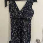 Lulus Navy Blue Floral Print Pleated Mini Dress Photo 5