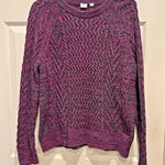 Gap  Sweater XL Berry Wavy Purple Rainbow Cable Knit Pullover‎ Marled Textured Photo 0