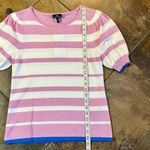 NWT Marble Striped Short Sleeve Sweater Balloon Sleeve Small Pink Photo 5