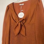 Storia NEW!  Cinch orange long sleeve ruffle bodycon mini dress size Medium Photo 4