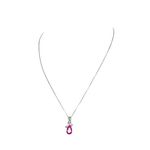 Sterling Silver Pink Lab Sapphire October Birthstone Drop Pendant Necklace NWOT Photo 2