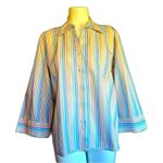 Lands' End Lands’ End Rainbow Striped Button-down Blouse 14 Photo 0