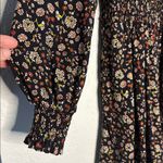 Boden Brown Floral Long Sleeve Smocked Mini Dress Ditsy Notch V Preppy Chic 8R Size 8 Photo 4