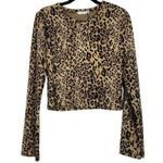 ZARA  Cheetah Animal Print Long Sleeve Stretch Crop Top Round Neck L #3278 Photo 10