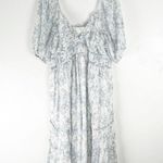 Storia  Daphne Blue White Floral High Slits Eyelet Detailing Maxi Dress Size 3XL Photo 0