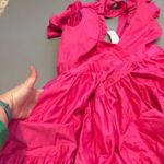 Hot Pink Ruffle Tiered Maxi Dress V Neck Tie Back Occasion Party Size XL Photo 3