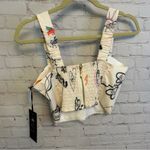 Liliana Meza New Athenna unique printed chic cropped top size Medium Shaut Photo 3