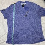 Jamie Sadock Womens Blue Marled Knit Short Sleeve Collared Shirt Top Medium Photo 7