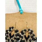 Shiraleah Statement‎ Fringe Tassel Beaded Earrings Dangle Drop Black Gray Gold Photo 2