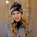 Panache  Vegan Fur Puff Knit Winter Hat in Green Camo Photo 2