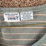 Faded Glory  Striped Cotton Tee Shirt Casual Relaxed Fit Sage Green Peach Size XL Photo 2