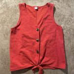 Old Navy  Top Womens Small Button Tie Red Sleeveless Knit Cropped Vneck Blouse Photo 1